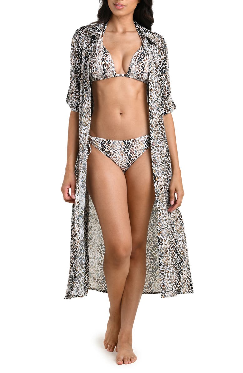 La Blanca Wild Whispers Print Cover-Up Shirtdress, Alternate, color, Taupe