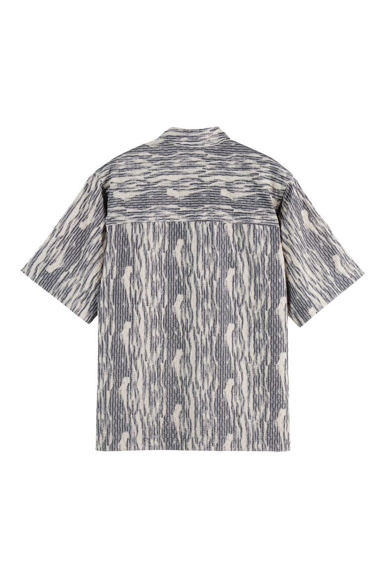 Textured Knit Short Sleeve Button-Up Shirt, Alternate, color, SKY CAPTAIN JACQUARD