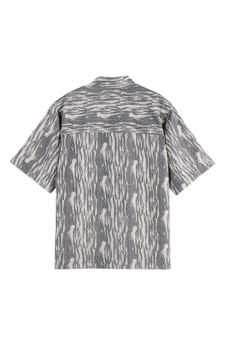 Scotch & Soda Textured Knit Short Sleeve Button-Up Shirt, Alternate, color, Sky Captain Jacquard