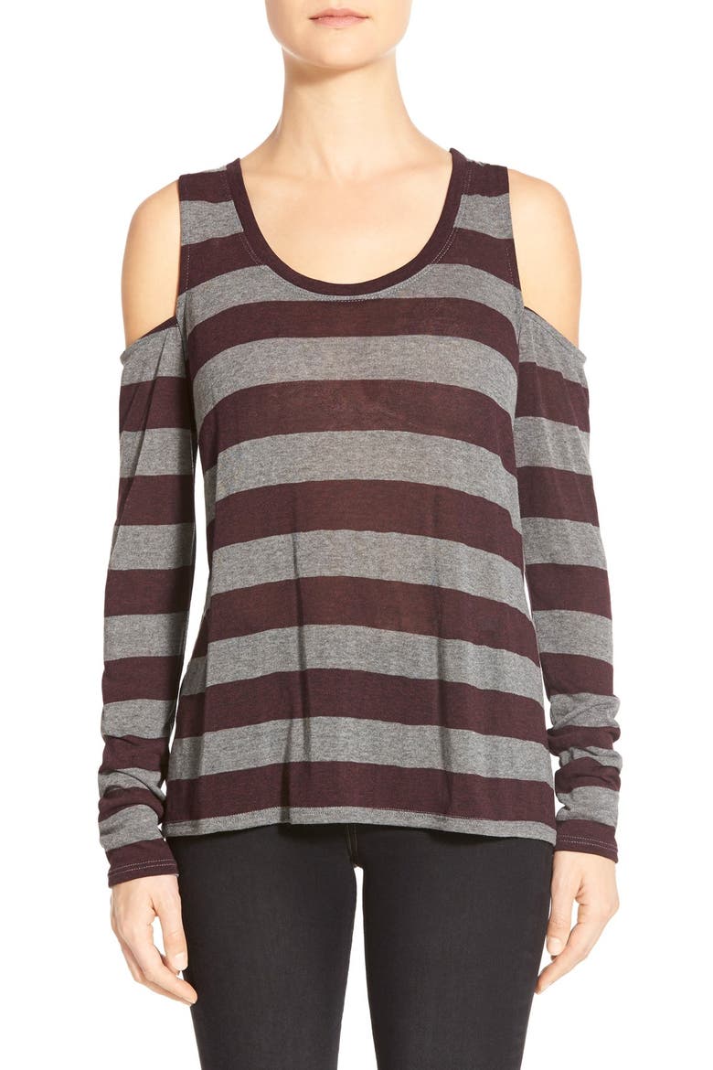 Matty M Cold Shoulder Tee, Main, color, PORT/ CHARCOAL