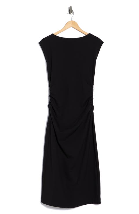 Ruched High Neck Ponte Dress