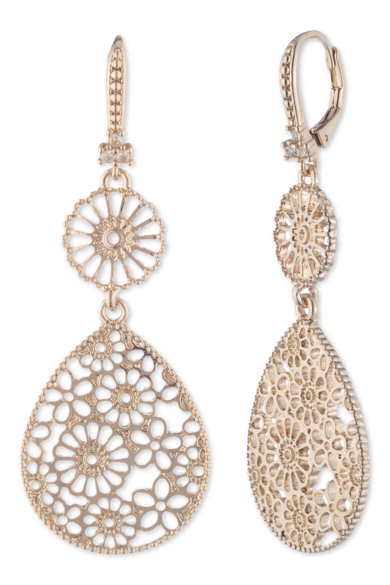 Filigree Drop Earrings, Main, color, GOLD