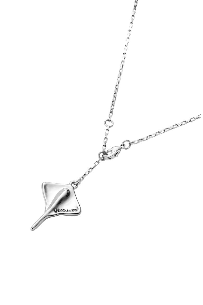 Silver-Plated Short Chain Pendant with Manta Ray Figure, Alternate, color, Silver