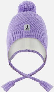 Deux par Deux Girl Winter Peruvian Fleece Lined Ear Flap Knit Hat with Pompom