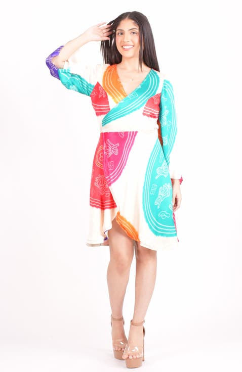 Isla Bandhani Wrap Dress