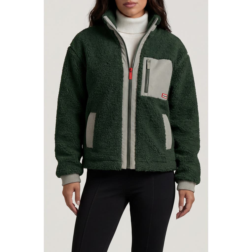 Hunter Emma High Pile Fleece Jacket In Green