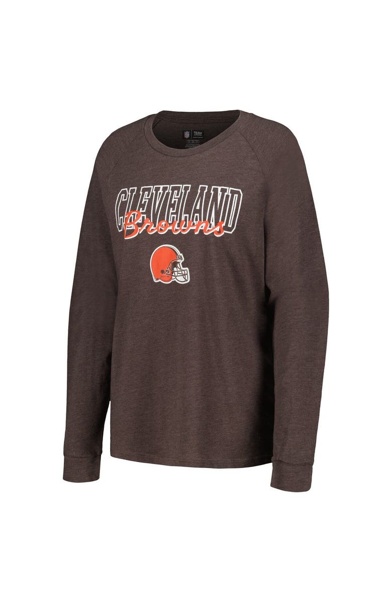 CONCEPTS SPORT Women's Concepts Sport Brown Cleveland Browns Meter Knit Long Sleeve Raglan Top & Shorts Sleep Set, Alternate, color, 