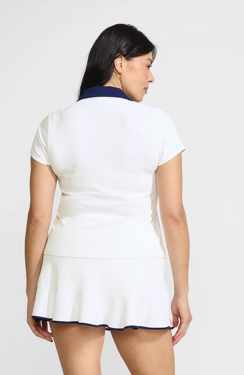 LANDS' END LANDS' END PLUS SIZE SHORT SLEEVE PIQUE JOHNNY COLLAR UPF 50 RASH GUARD 