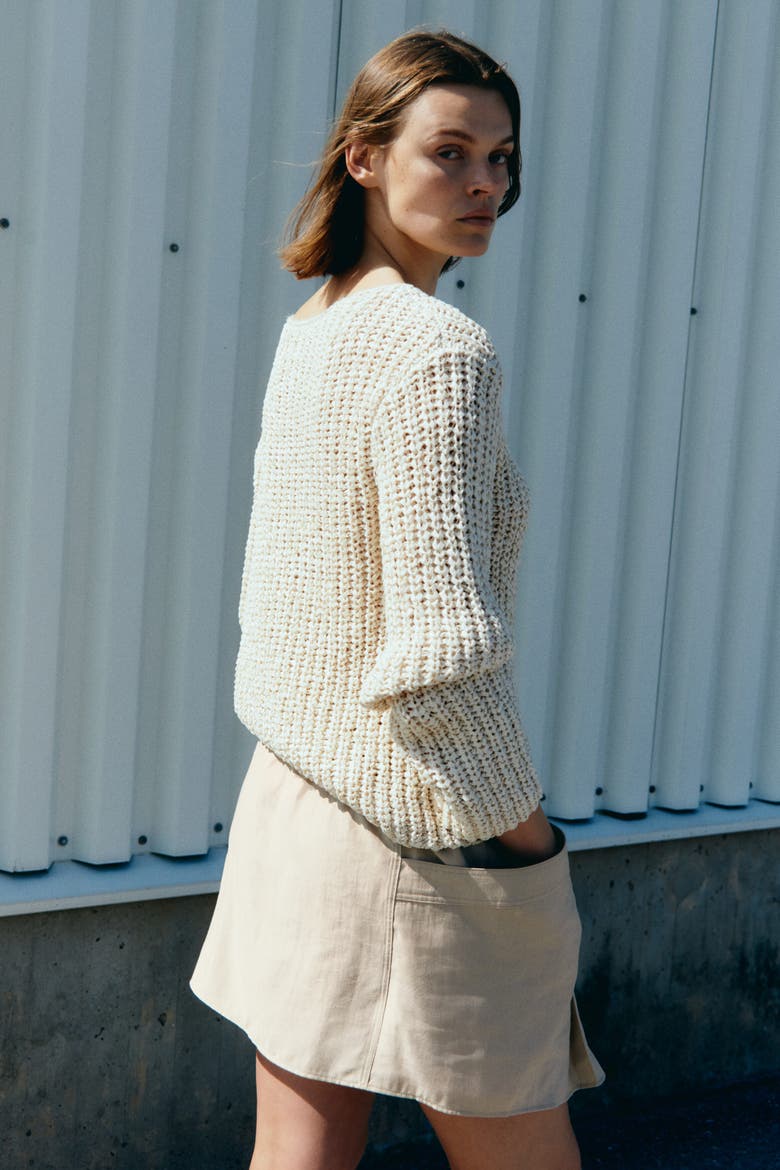 Lyocell-blend Drawstring Skirt, Alternate, color, Beige