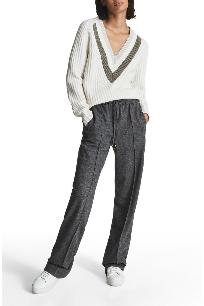Miley V-Neck Wool & Cotton Blend Sweater, Alternate, color, CREAM