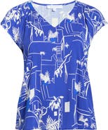 SUGARLIPS Town Print Smocked Top