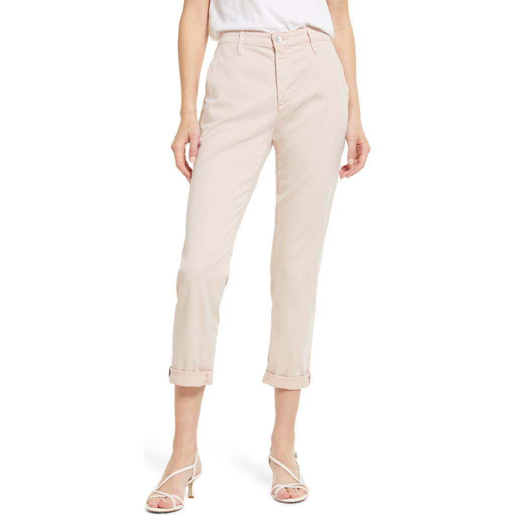 Ag Caden Crop Twill Trousers In Vinte Pink