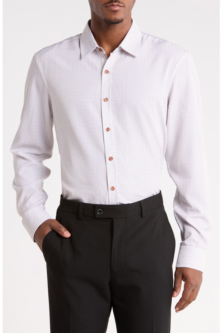 Printed Performance Long Sleeve Shirt, Main, color, WHITE
