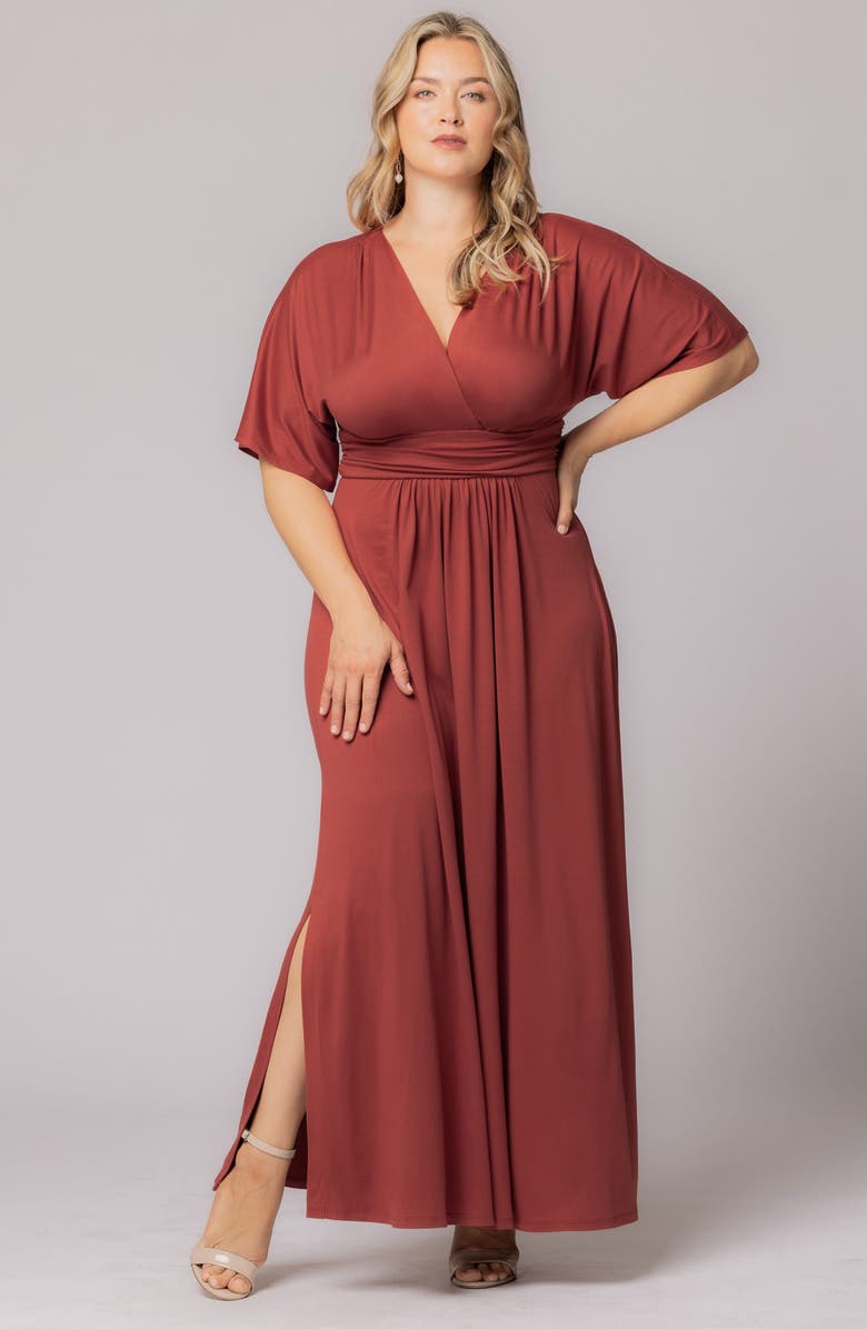 Kiyonna Vienna Maxi Dress, Alternate, color, Terracotta