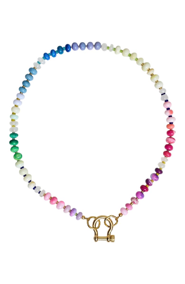 SHOP SPICY DAN Winnie Gender Inclusive Rainbow Opal and Moonstone Necklace, Main, color, Rainbow