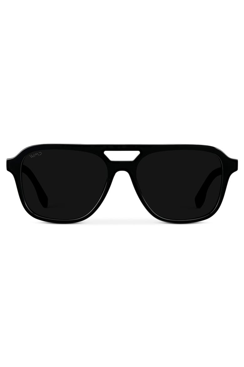Dean - 54mm Double Bridge Aviator Polarized Sunglasses, Main, color, Black