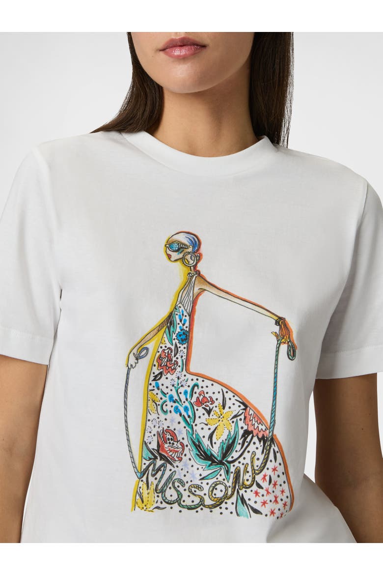 Crew-neck T-shirt In Cotton Jersey With Print And Logo, Alternate, color, Green& Yellow