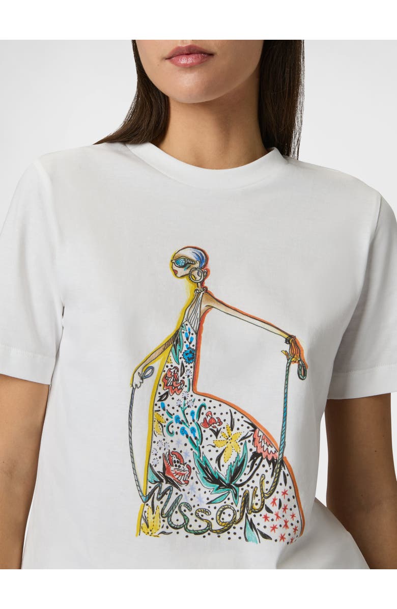 Missoni Cotton Jersey Crewneck T-shirt With Print And Logo, Alternate, color, Green& Yellow