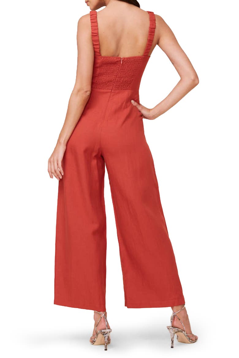 Versaille Sleeveless Wide Leg Jumpsuit, Alternate, color, BURNT RED