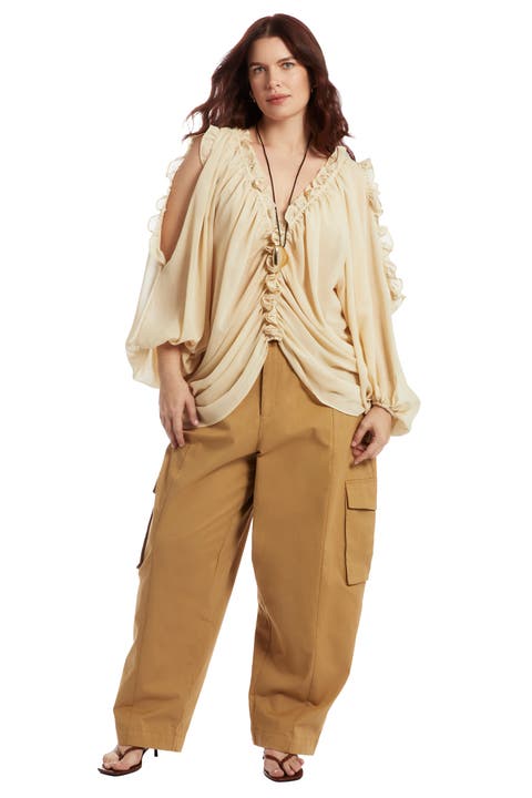 Draped Off-The-Shoulder Blouse (Plus)