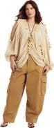 June + Vie Draped Off-The-Shoulder Blouse