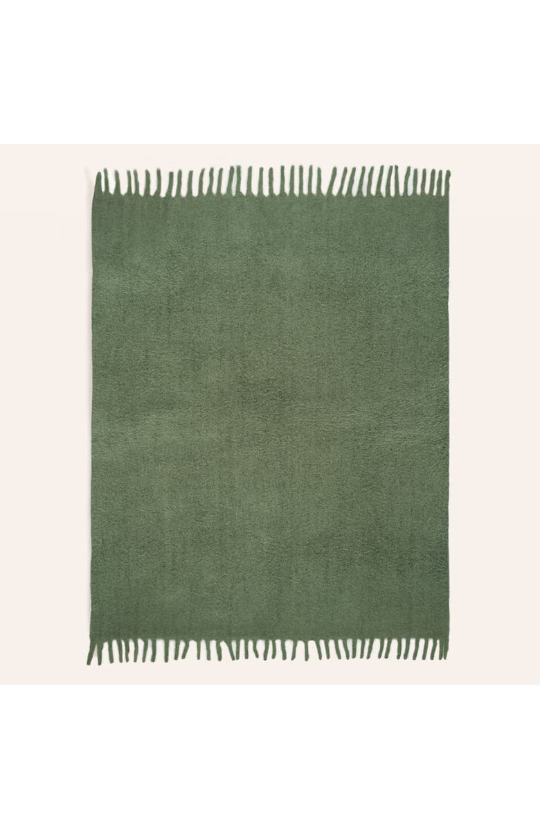 Zsa Zsa Zsu Ropar Fringed Acrylic Wool Throw 55X71 In, Main, color, Green