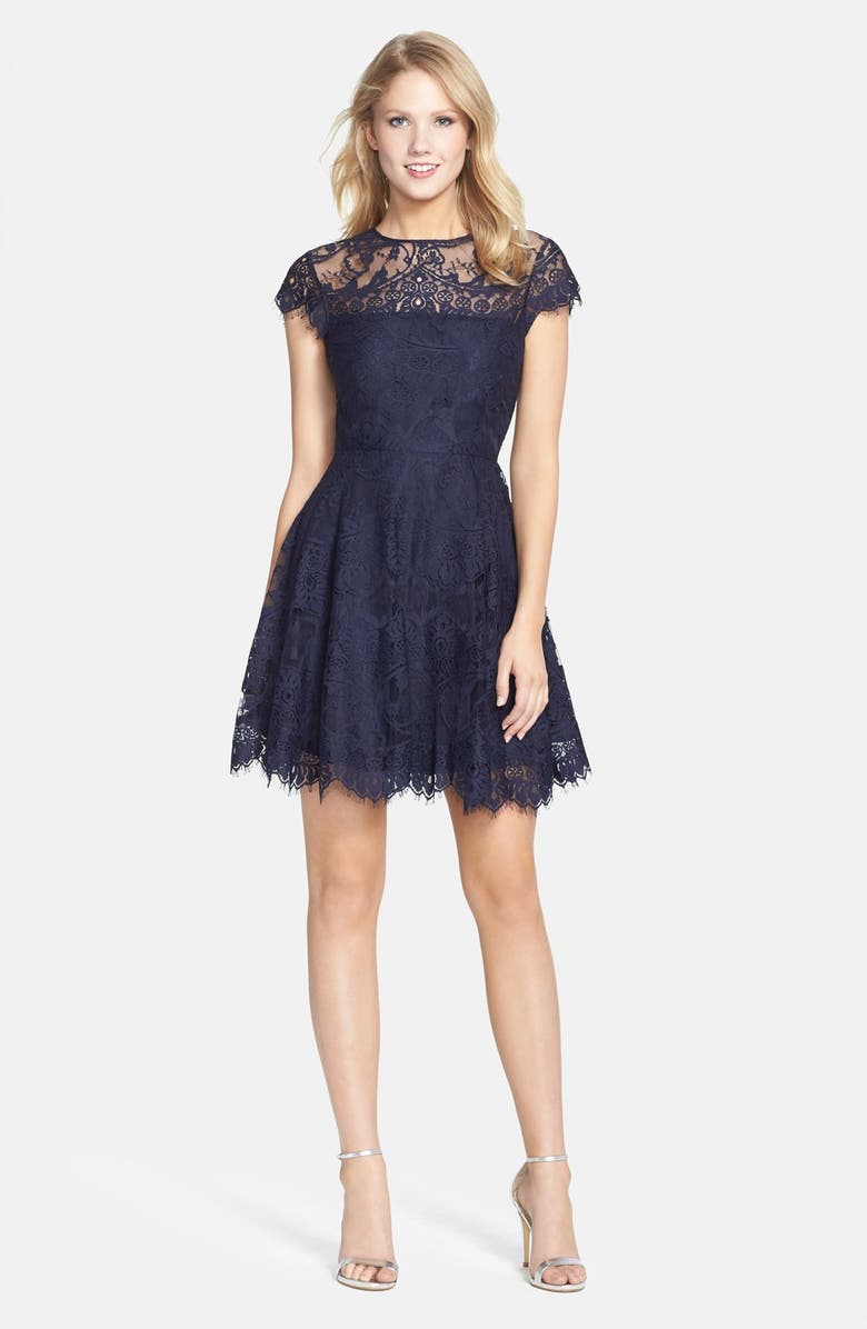 BB Dakota by Steve Madden BB Dakota Rhianna Open Back Lace Fit & Flare Cocktail Dress, Alternate, color,