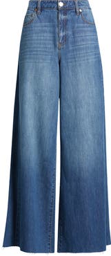 1822 Denim Raw Hem High Waist Wide Leg Jeans