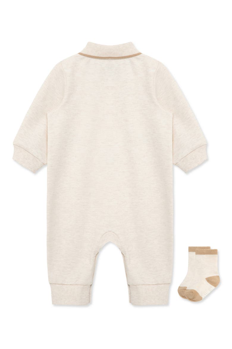 Safari Polo Romper & Socks Set, Alternate, color, OATMEAL