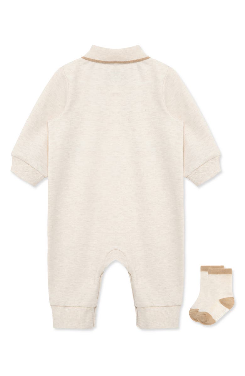 Little Me Safari Polo Romper & Socks Set, Alternate, color, 