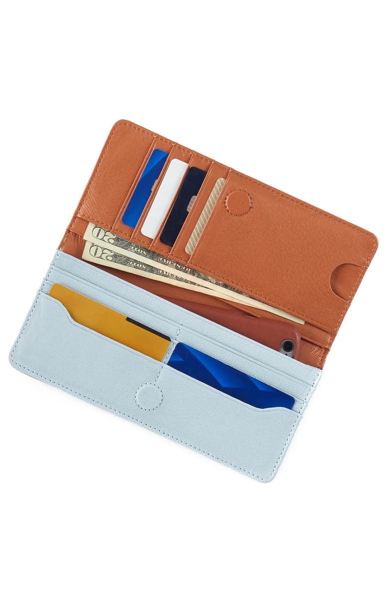 HOBO Large Hutton Leather Continental Wallet, Alternate, color, Dusted Sky