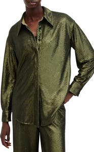 AllSaints Charli Sequin Relaxed Fit Button-Up Shirt