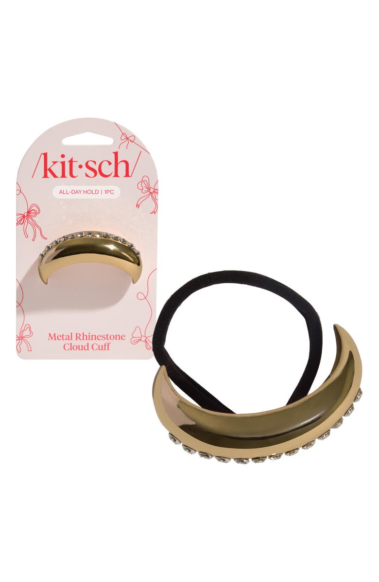 Kitsch Rhinestone Cloud Cuff Hair Tie, Alternate, color, Gold