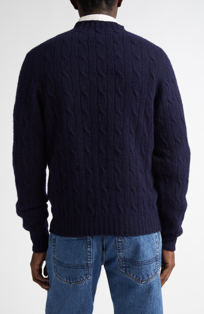 Drake's Brushed Shetland Wool Cable Knit Crewneck Sweater, Alternate, color, 