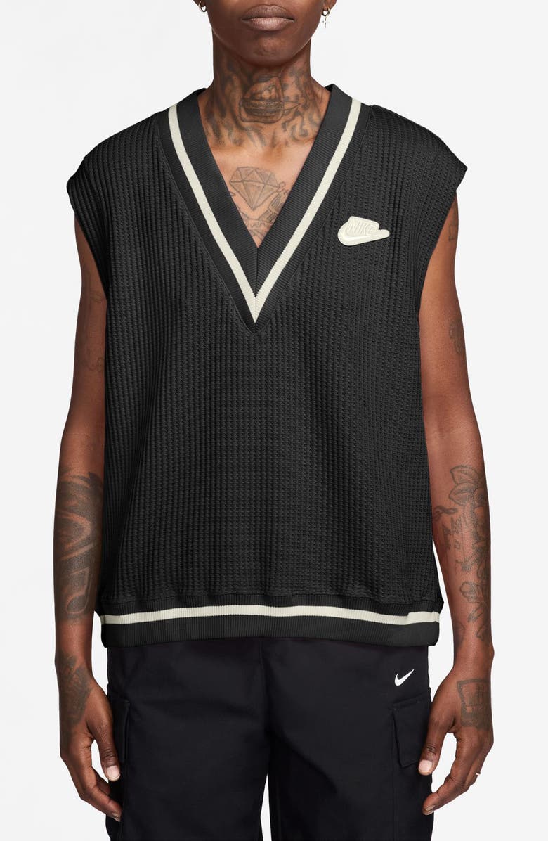 Nike Oversize Waffle Vest, Main, color, Black/ Sail