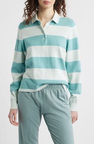 Wyeth Stripe Cotton & Cashmere Polo Sweater