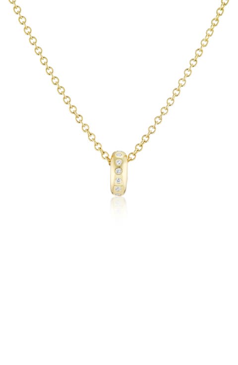 14K Diamond Orbit Bead Chain Necklace