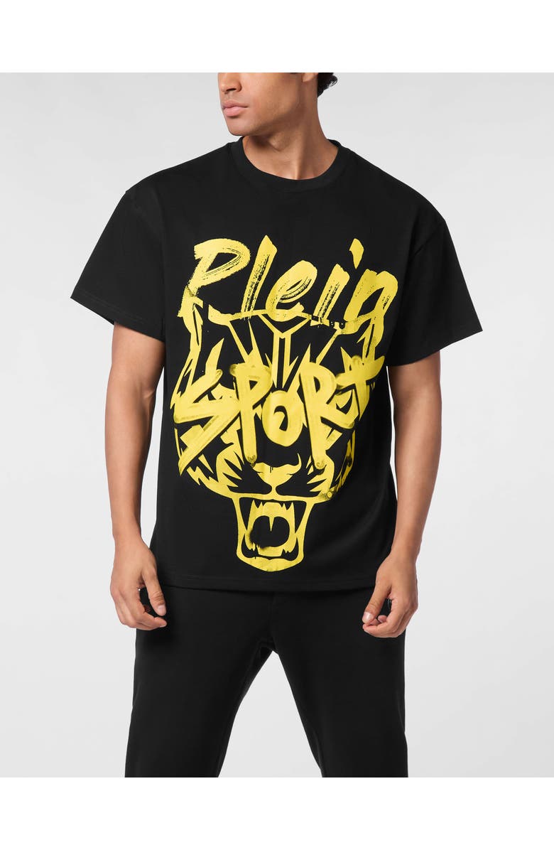PLEIN SPORT Round Neck T-Shirt Plein Sport Men, Main, color, Black/Yellow