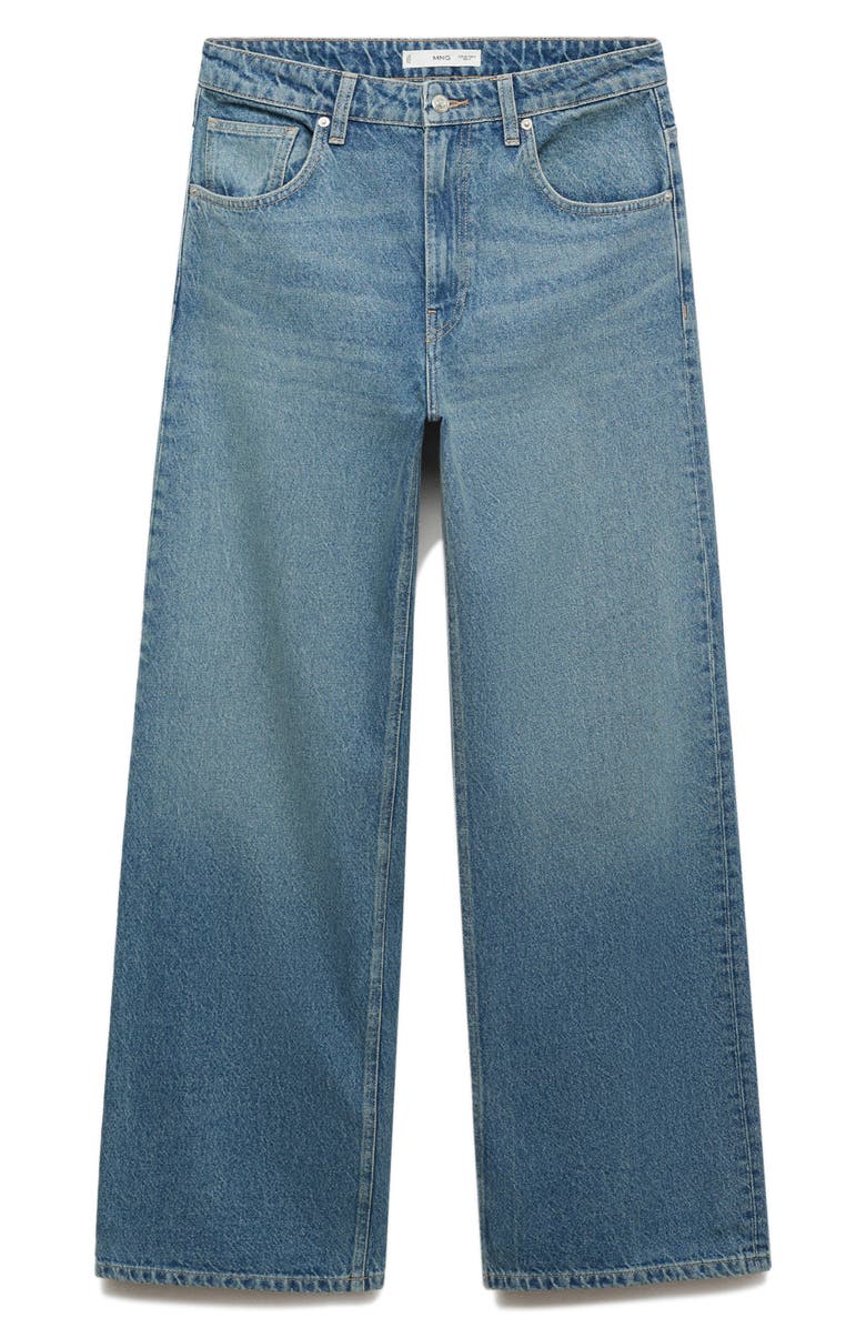 MANGO Mid Rise Straight Leg Jeans, Main, color, Medium Blue