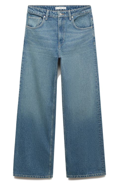 Mid Rise Straight Leg Jeans