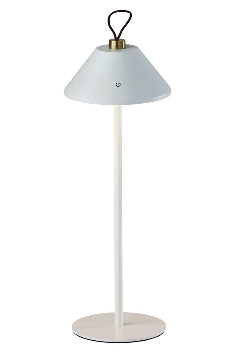 Danny Cordless LED Lamp, Main, color, WHITE / ANTIQUE BRASS