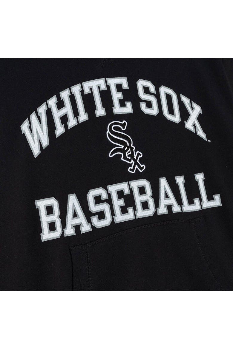 Men's Mitchell & Ness Black Chicago White Sox Cooperstown Collection Washed Fleece Pullover Short Sleeve Hoodie, Alternate, color, Black