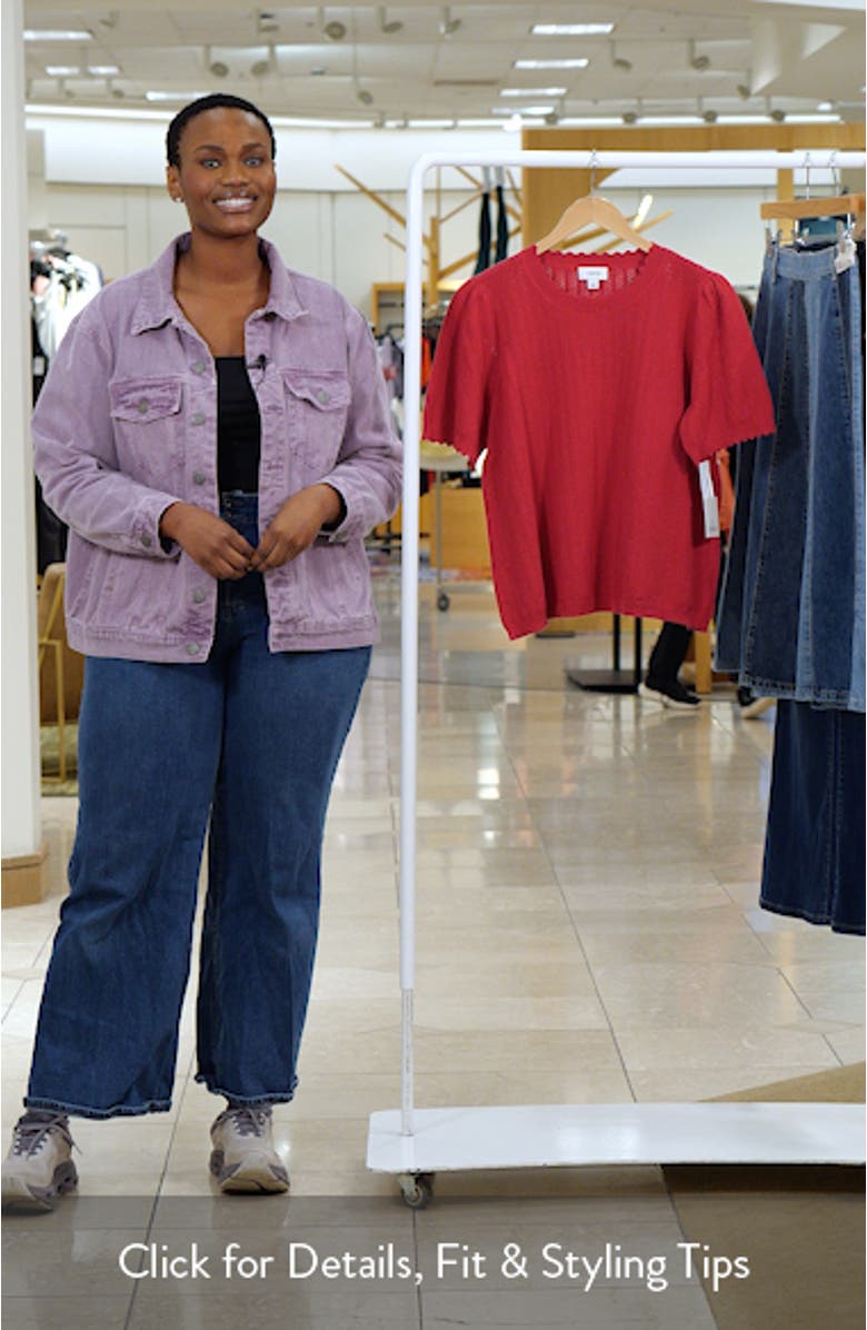 Short Sleeve Cotton Pointelle Sweater, sales video thumbnail