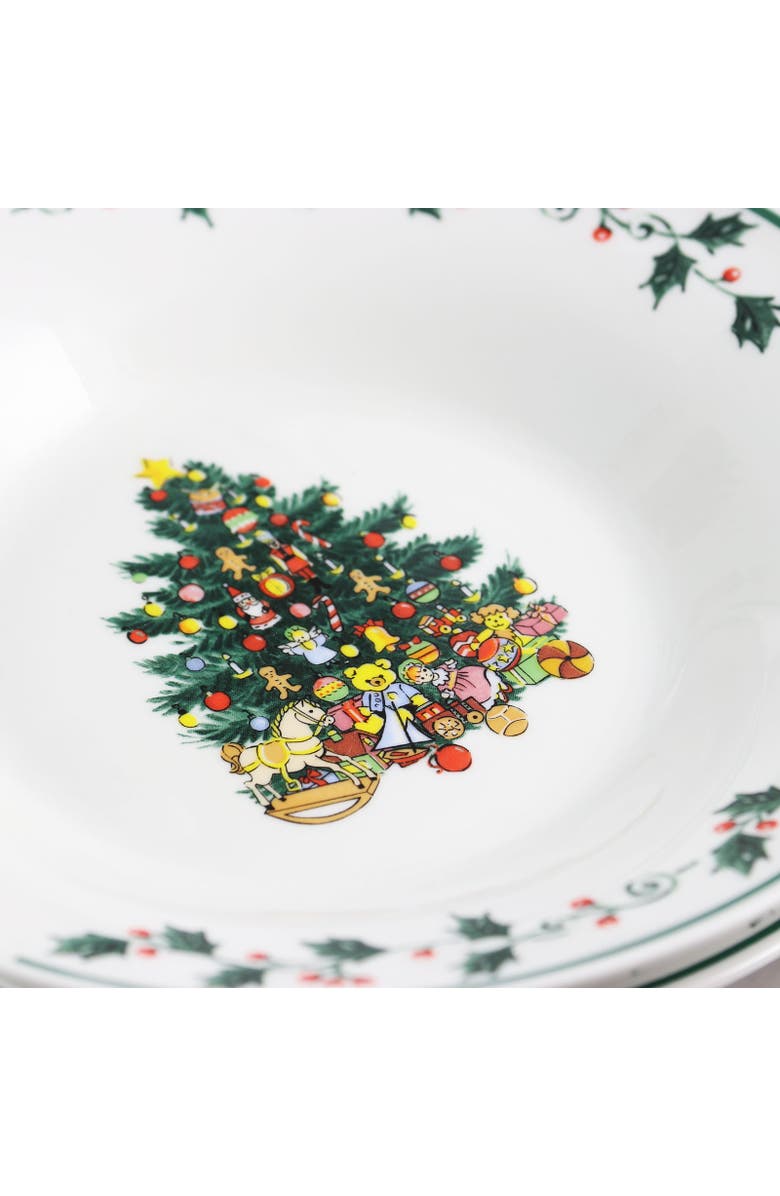 Gibson Home 20 Piece Ceramic Christmas Tree Trimming Dinnerware Set, Alternate, color, White