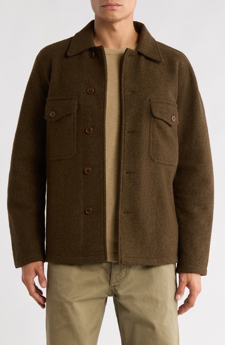 BUCK MASON Felted Merino Wool Shirt Jacket, Main, color, Marled River Rock