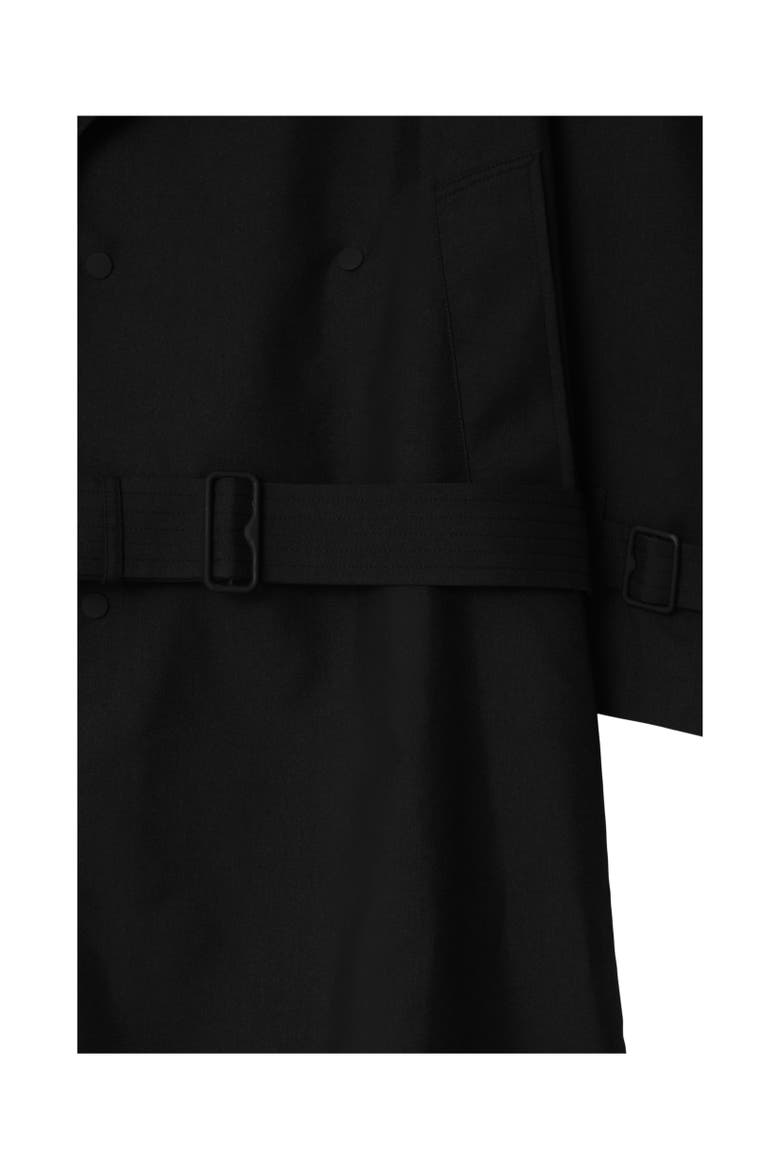 Long Silk Blend Trench Coat, Alternate, color, Black