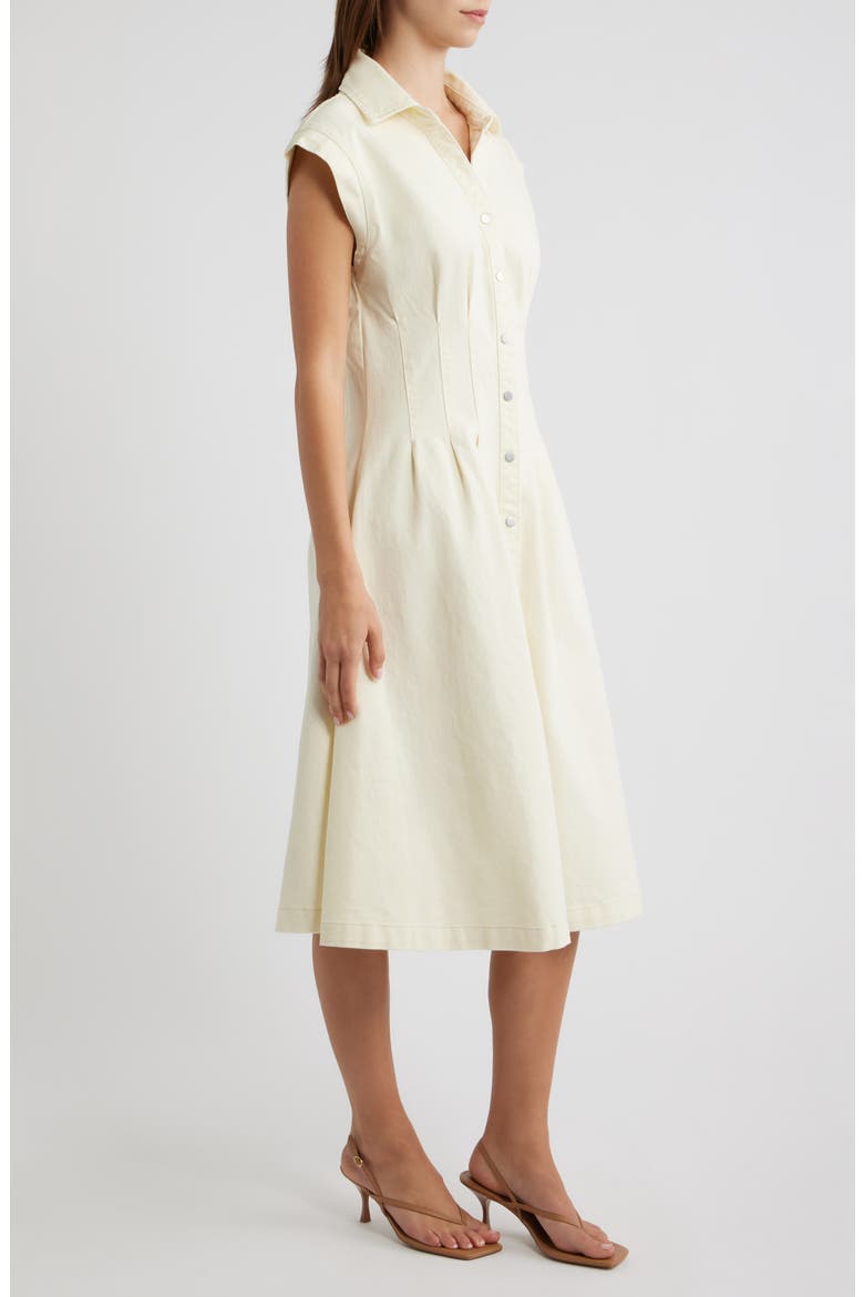 Edie Pleat Waist Denim Shirtdress, Alternate, color, ECRU