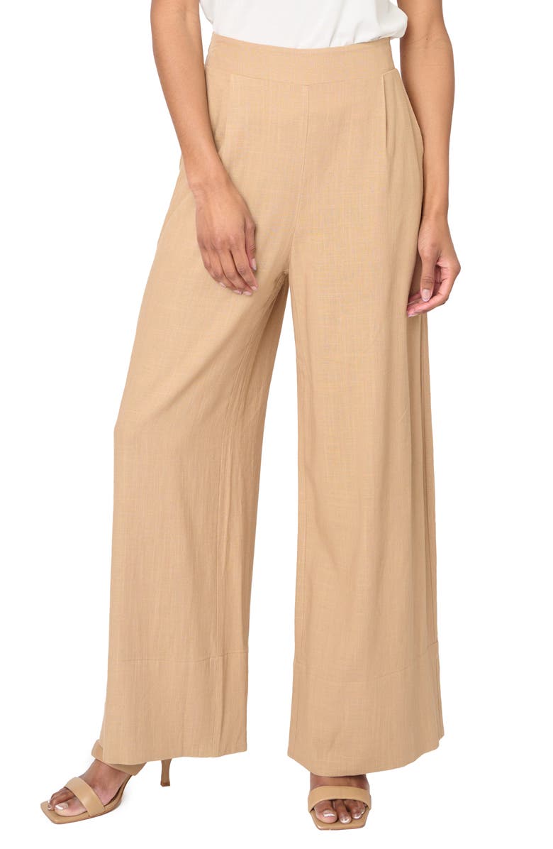GIBSONLOOK Linen Blend Wide Leg Pants, Main, color, Nutshell Brown