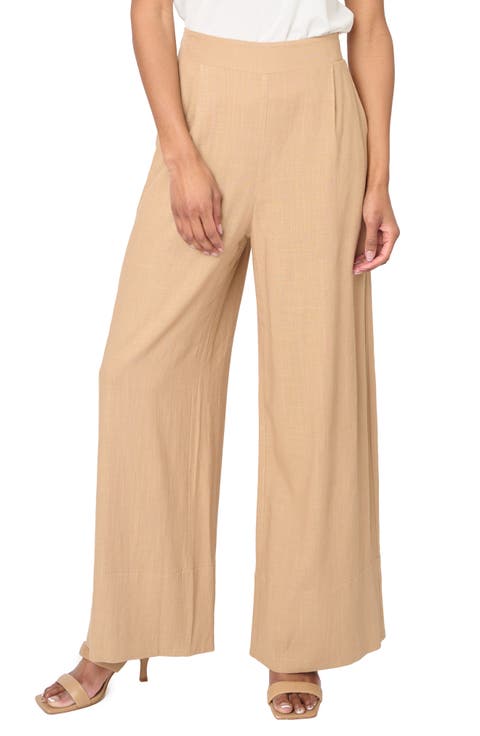Linen Blend Wide Leg Pants