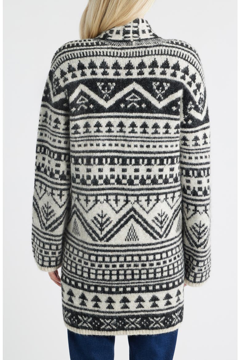Fair Isle Shawl Collar Cardigan, Alternate, color, CAVIAR MULTI